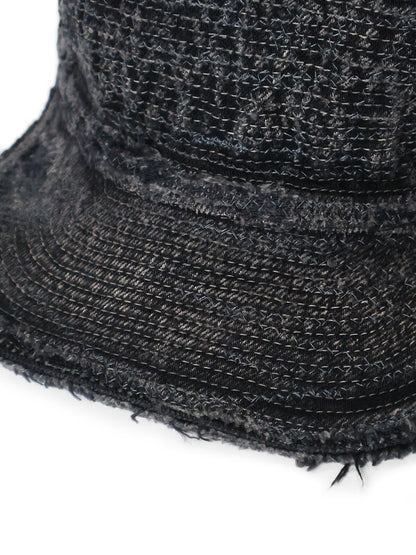 Kapital 11.5oz Black x Black Denim Old Man & The Sea Cap (Distressed Remake)