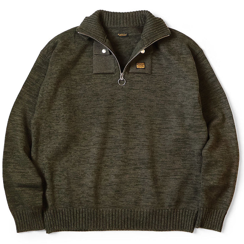 Kapital 8G Cotton Wool Nickel 4 Quarter Zip Sweater