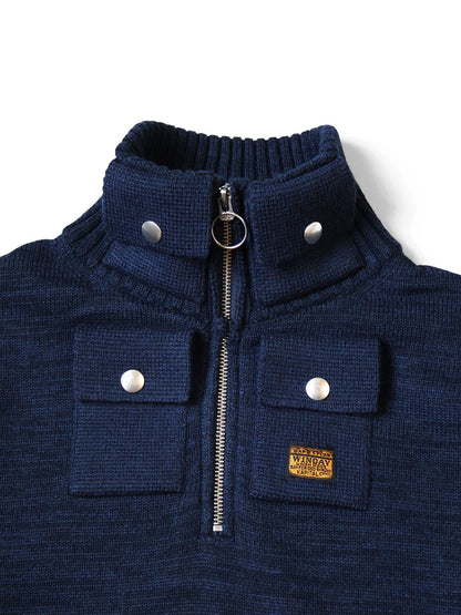 Kapital 8G Cotton Wool Nickel 4 Quarter Zip Sweater