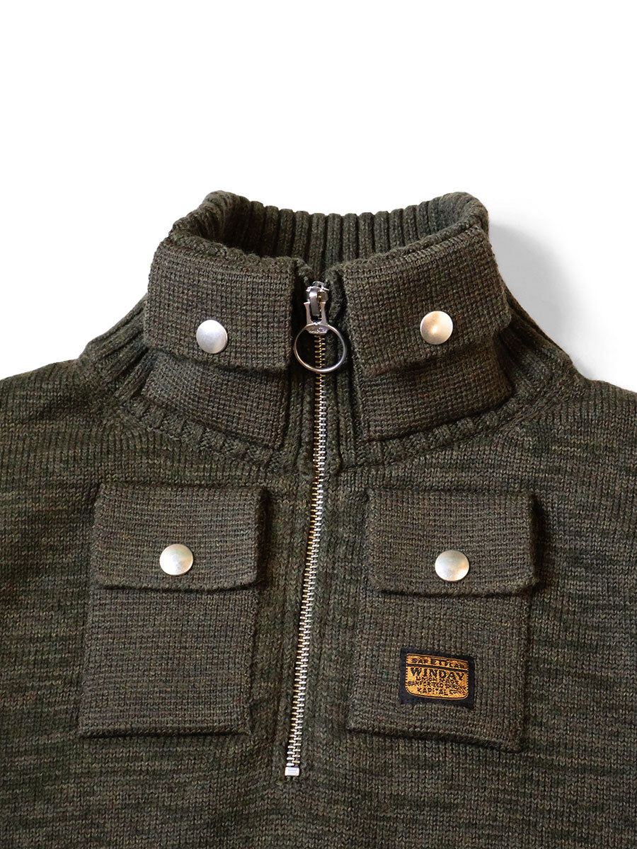 Kapital 8G Cotton Wool Nickel 4 Quarter Zip Sweater