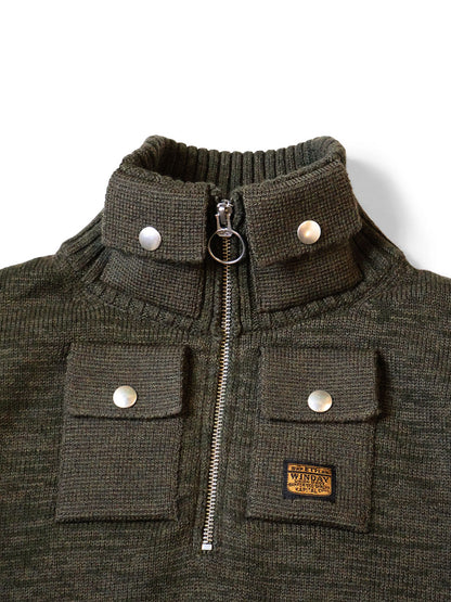 Kapital 8G Cotton Wool Nickel 4 Quarter Zip Sweater