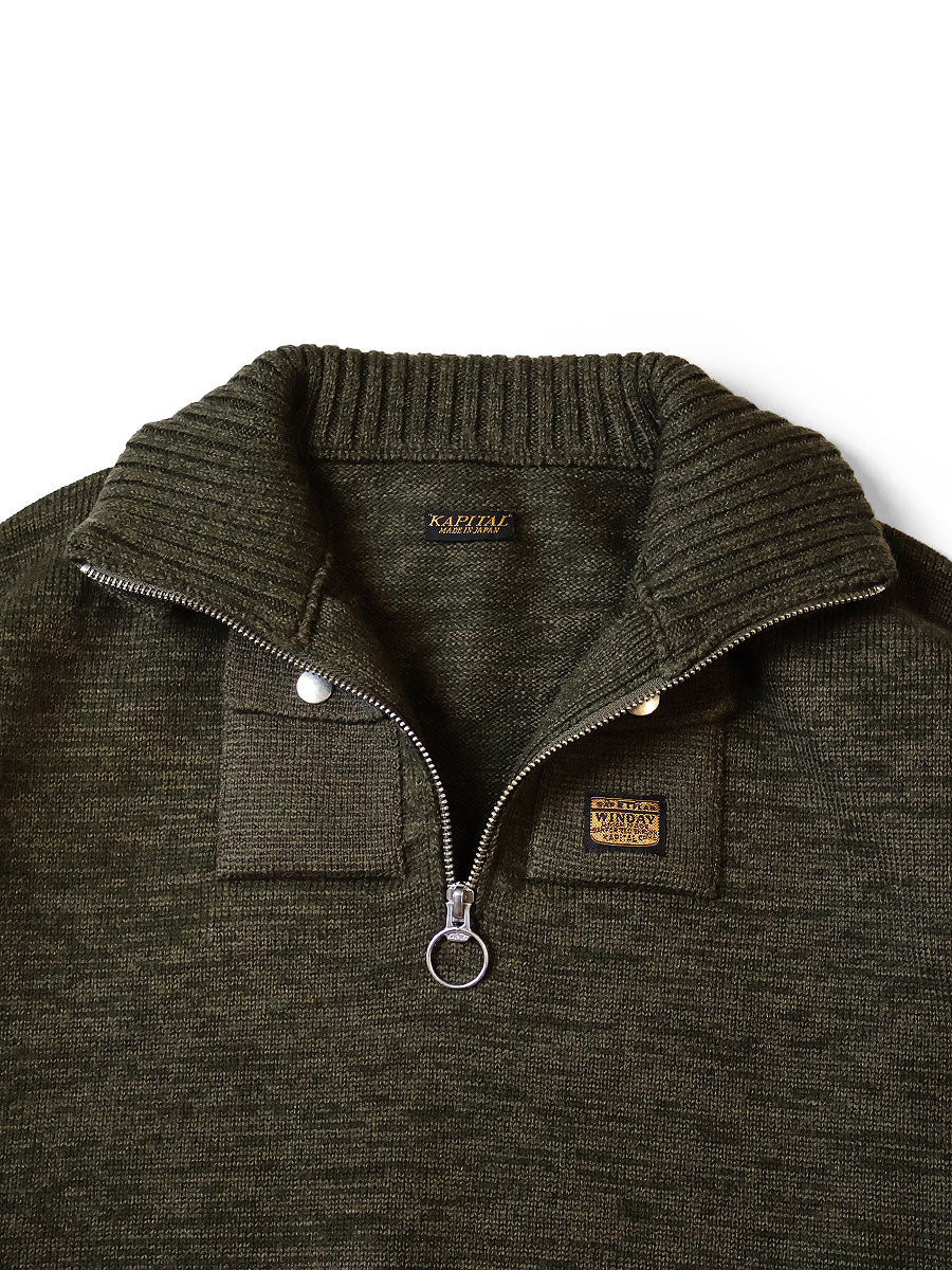 Kapital 8G Cotton Wool Nickel 4 Quarter Zip Sweater