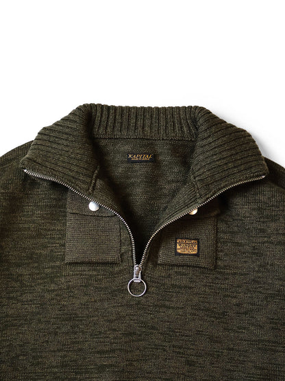 Kapital 8G Cotton Wool Nickel 4 Quarter Zip Sweater