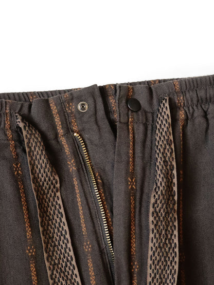 Kapital Cotton-Linen Siamese Stripe Easy Pants