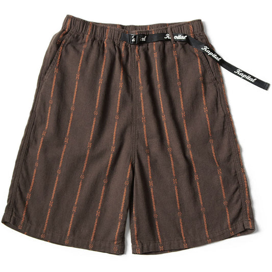 Kapital Cotton-Linen Siamese Stripe Easy Shorts