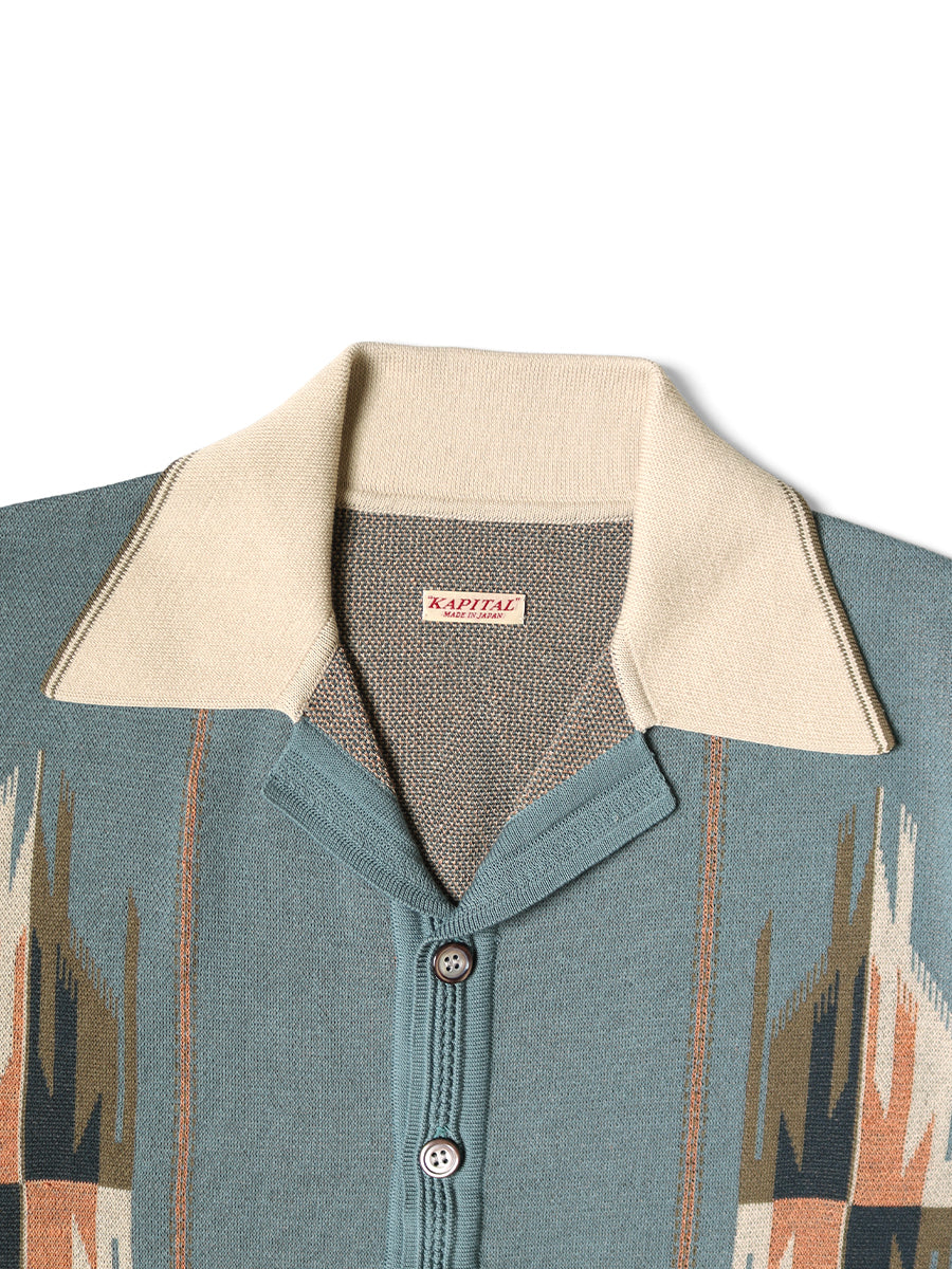 Kapital 12G Cotton Knit Chimayo Pattern Aloha Polo