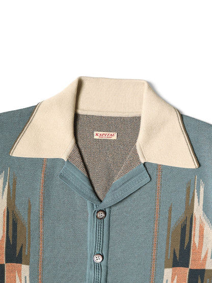 Kapital 12G Cotton Knit Chimayo Pattern Aloha Polo