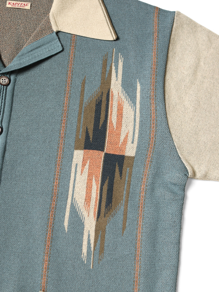Kapital 12G Cotton Knit Chimayo Pattern Aloha Polo