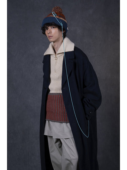 Kapital 3G Wool Ribbed Zip Up Pullover