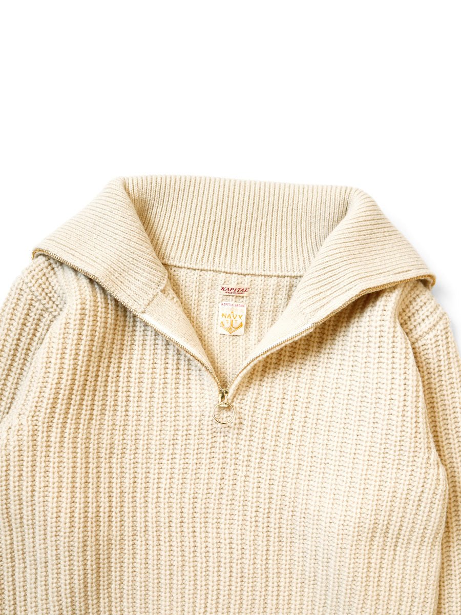 Kapital 3G Wool Ribbed Zip Up Pullover