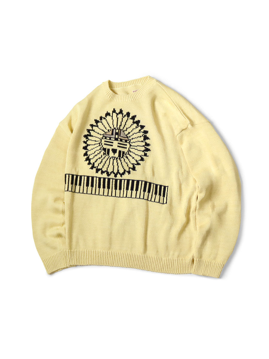 Kapital 5G Cotton Knit Piano & Sun Face Crew Sweater