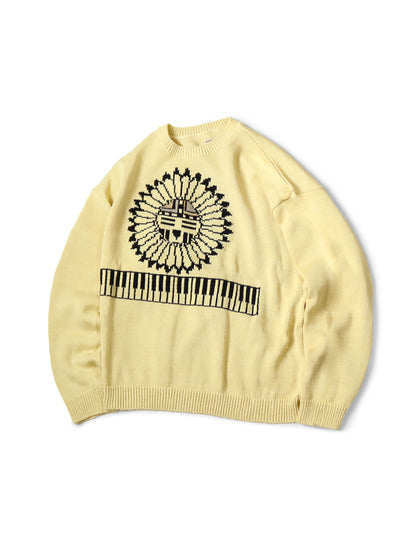 Kapital 5G Cotton Knit Piano & Sun Face Crew Sweater