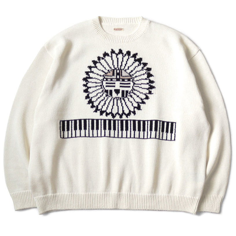Kapital 5G Cotton Knit Piano & Sun Face Crew Sweater