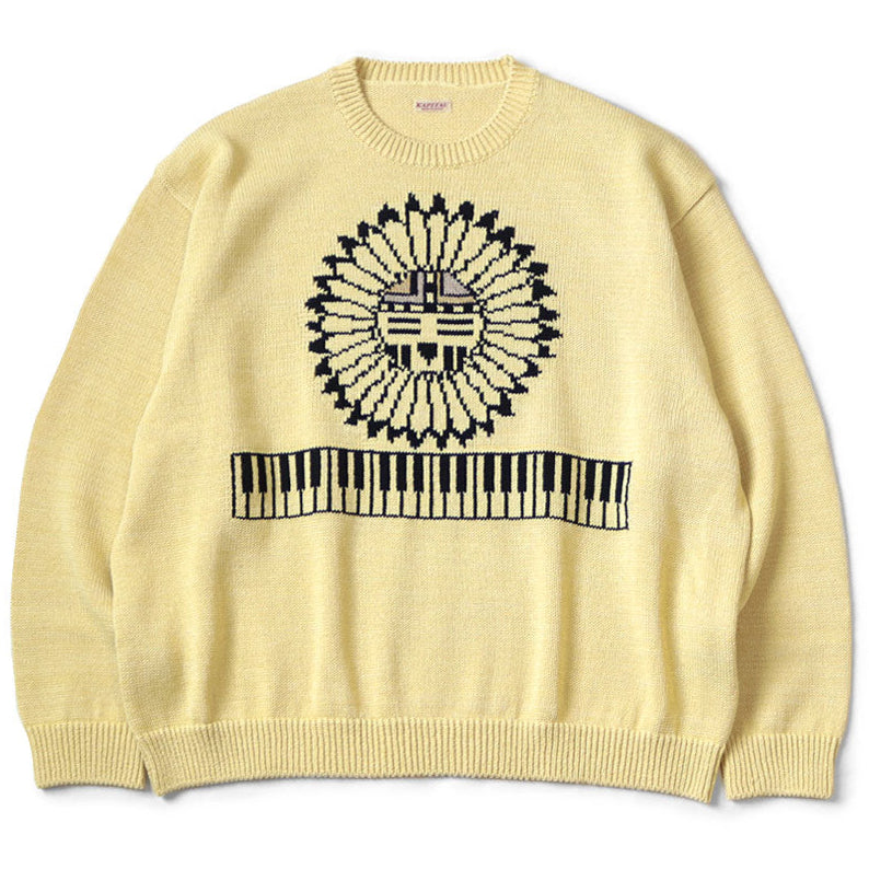 Kapital 5G Cotton Knit Piano & Sun Face Crew Sweater