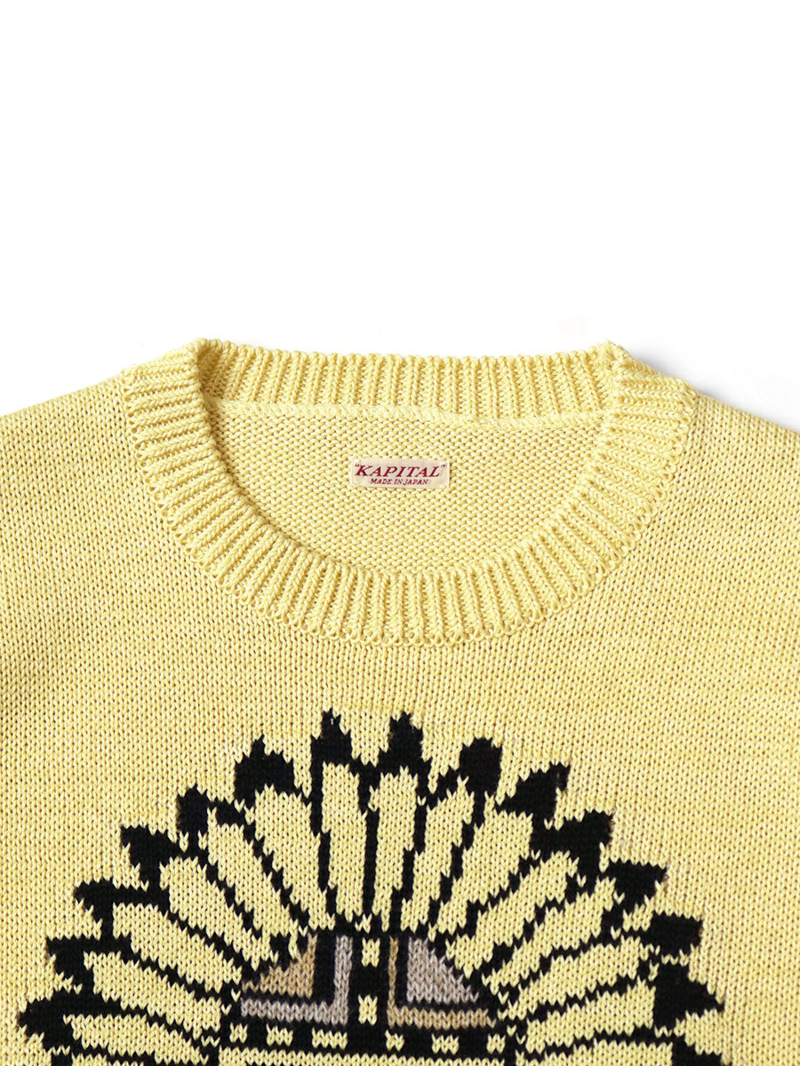 Kapital 5G Cotton Knit Piano & Sun Face Crew Sweater