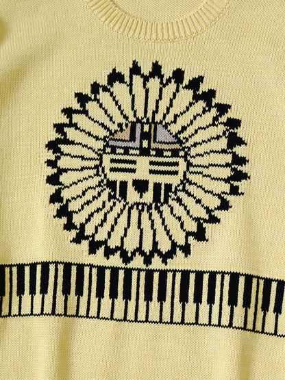 Kapital 5G Cotton Knit Piano & Sun Face Crew Sweater
