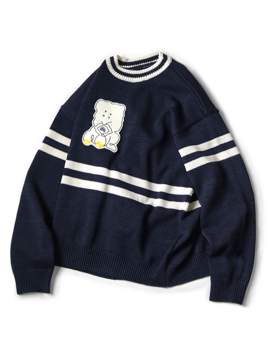 Kapital 5G Cotton Knit Peckish Rainbowy Ivy Crew Sweater