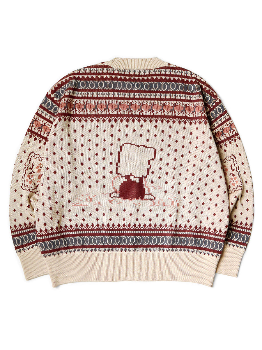 Kapital 8G Cotton Knit Peckish Rainbowy Fair Isle Crew Sweater