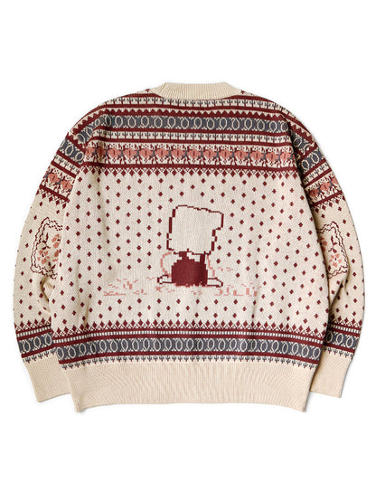 Kapital 8G Cotton Knit Peckish Rainbowy Fair Isle Crew Sweater