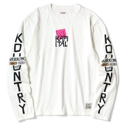 Kapital Jersey Crew Long Sleeve T-Shirt (Peckish Kapital Print)