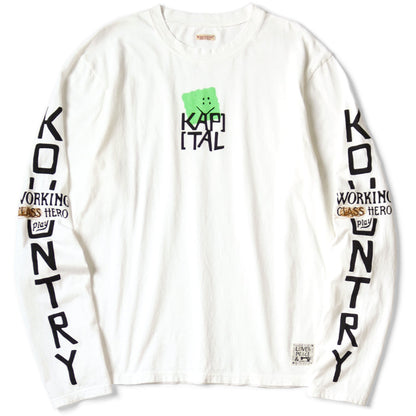 Kapital Jersey Crew Long Sleeve T-Shirt (Peckish Kapital Print)