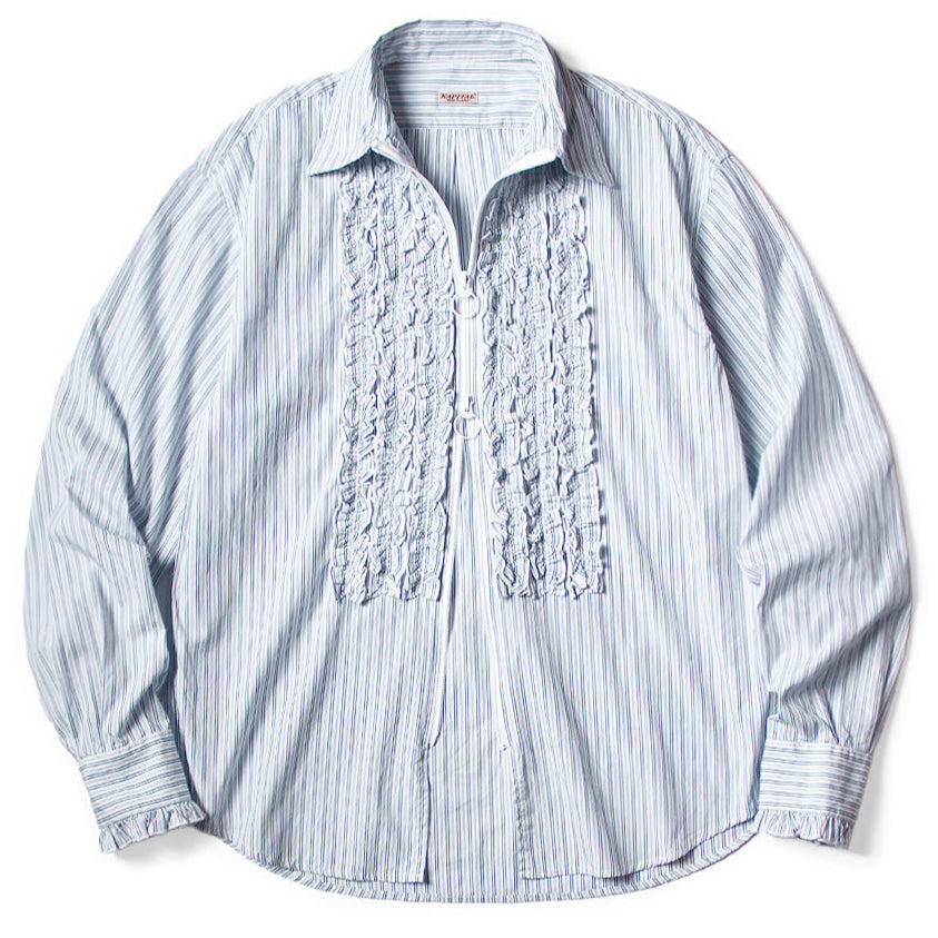 Kapital Cotton Striped Zipper Frill Shirt