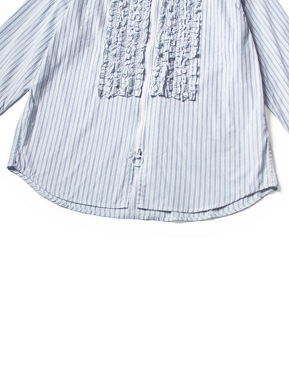 Kapital Cotton Striped Zipper Frill Shirt