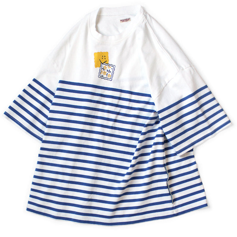 Kapital Panel Border Jersey Box Tee (Peckish Small Rainbowy Print)