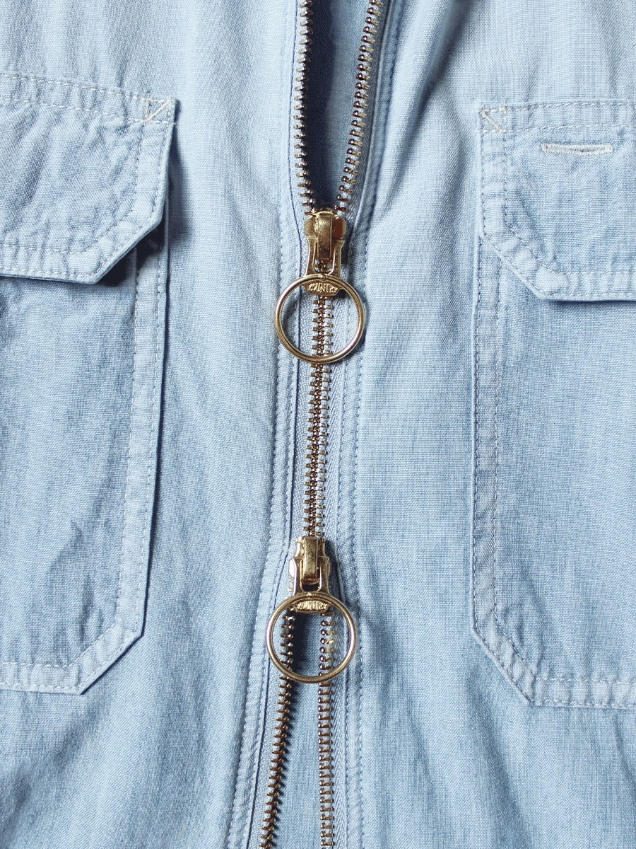 Kapital Chambray Sleeveless Zipper Work Shirt