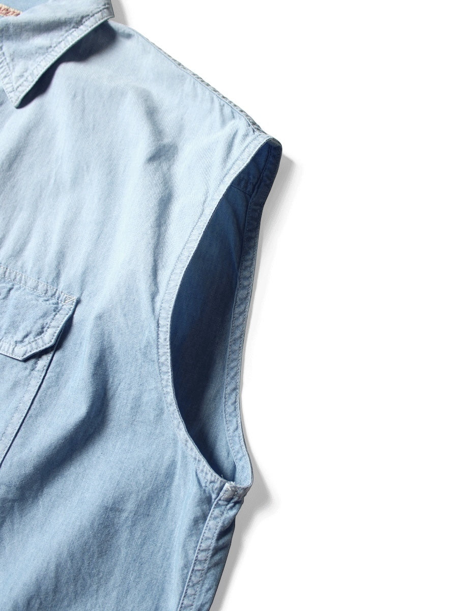 Kapital Chambray Sleeveless Zipper Work Shirt