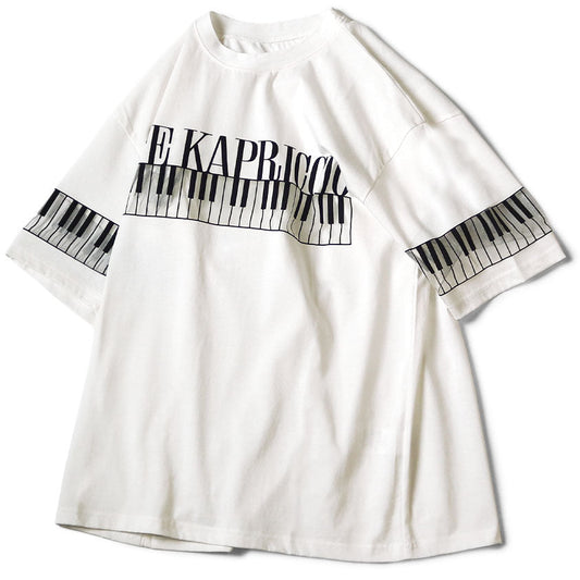 Kapital Sheer Opal Jersey Crew T-Shirt (Life Kapriccio Piano Print)