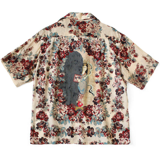 Kapital Silk Rayon Champetre Amaterasu Pattern Wrangle Collar Aloha Shirt