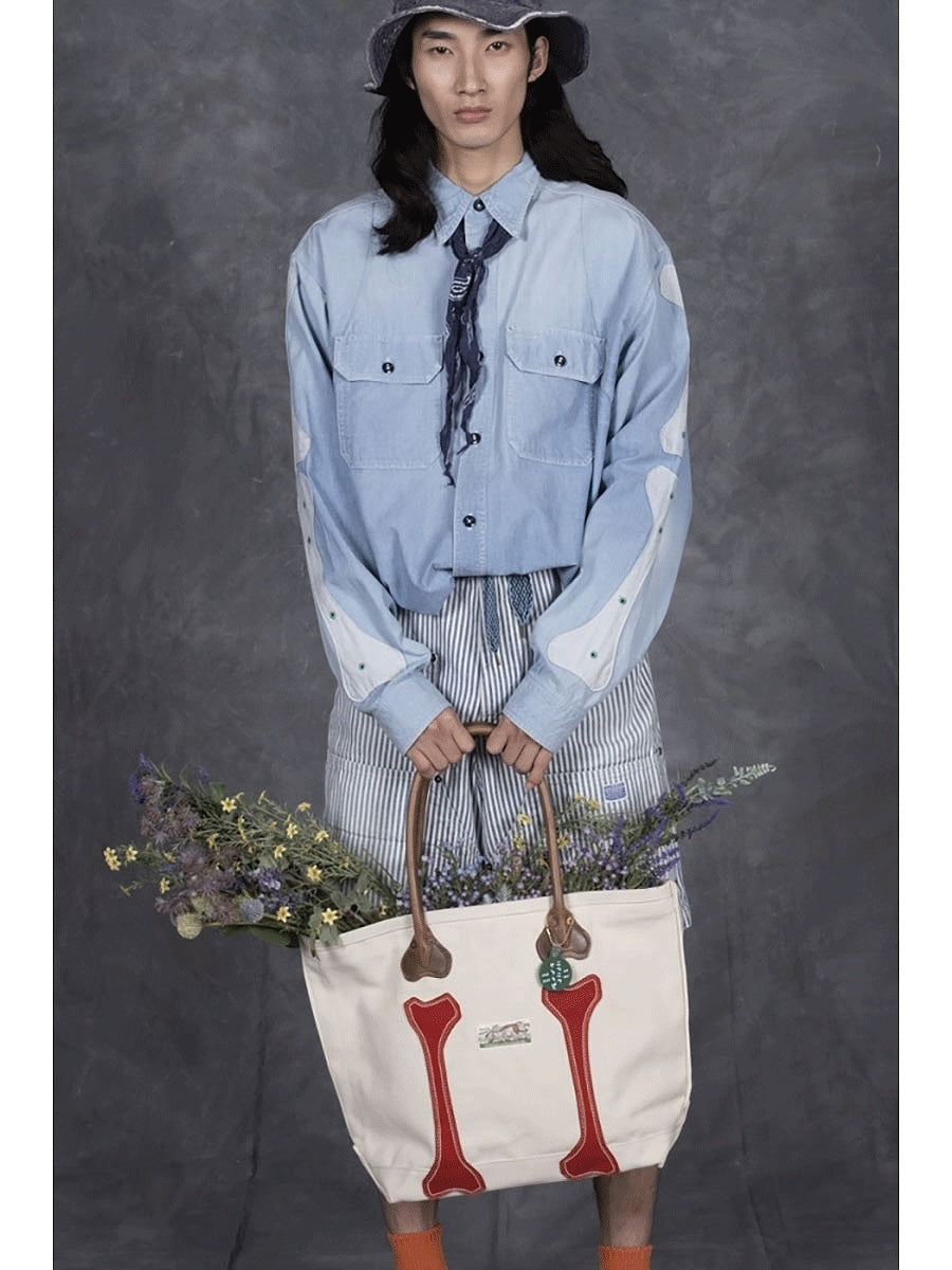 Kapital No. 4 Canvas Kotsukotsu Bone Tote Bag (Small)