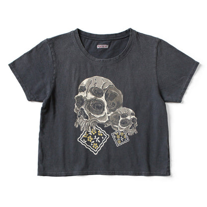 Kapital Jersey Cropped T-Shirt (Peckish Rain Skull Print)