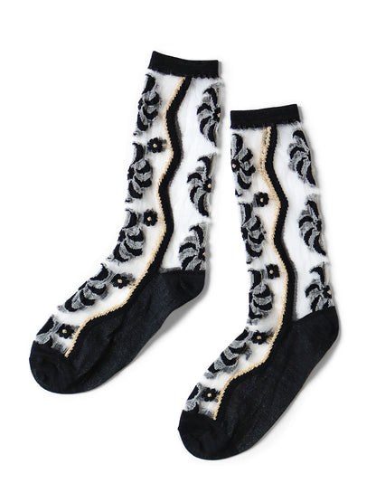 Kapital Moulin Quilt Pattern See-Through Socks