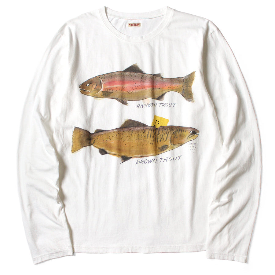 Kapital Jersey Crew Long Sleeve T-Shirt (2 Trout Peckish Rainbowy Print)