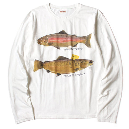 Kapital Jersey Crew Long Sleeve T-Shirt (2 Trout Peckish Rainbowy Print)