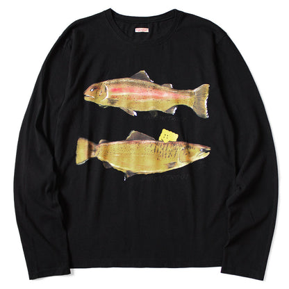 Kapital Jersey Crew Long Sleeve T-Shirt (2 Trout Peckish Rainbowy Print)