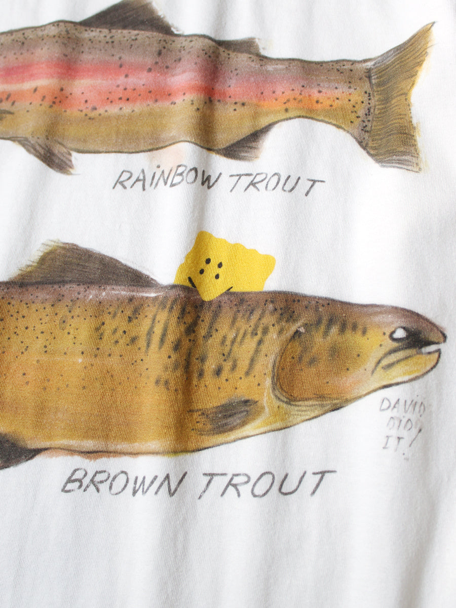 Kapital Jersey Crew Long Sleeve T-Shirt (2 Trout Peckish Rainbowy Print)