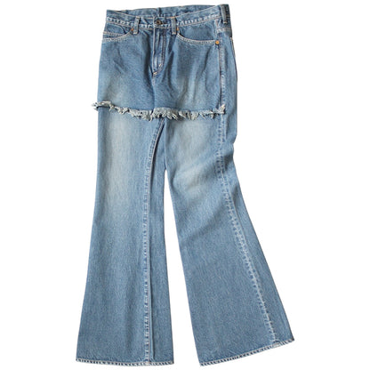 Kapital 14oz Denim 5P Apron-Skouser Flared Pants (Processed)