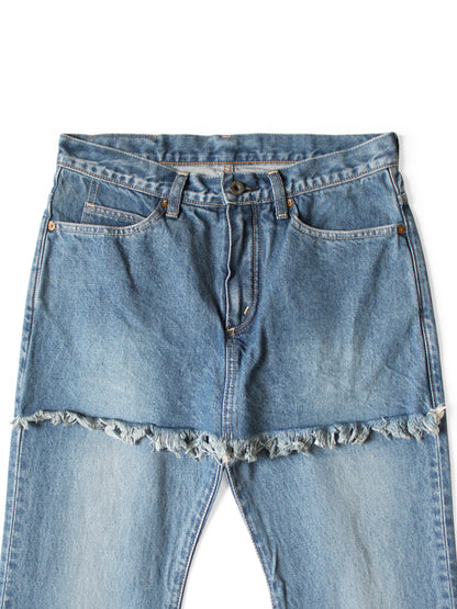 Kapital 14oz Denim 5P Apron-Skouser Flared Pants (Processed)