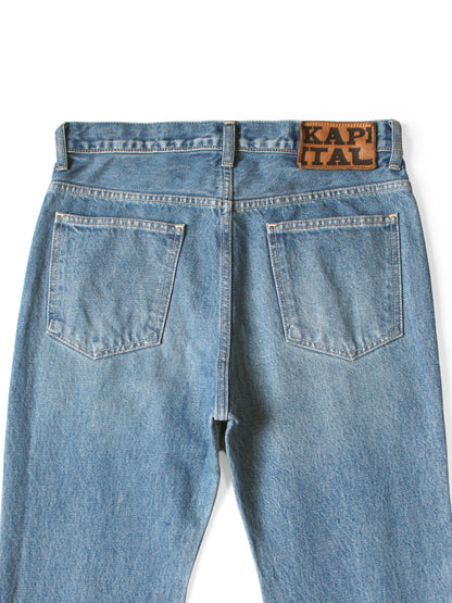 Kapital 14oz Denim 5P Apron-Skouser Flared Pants (Processed)