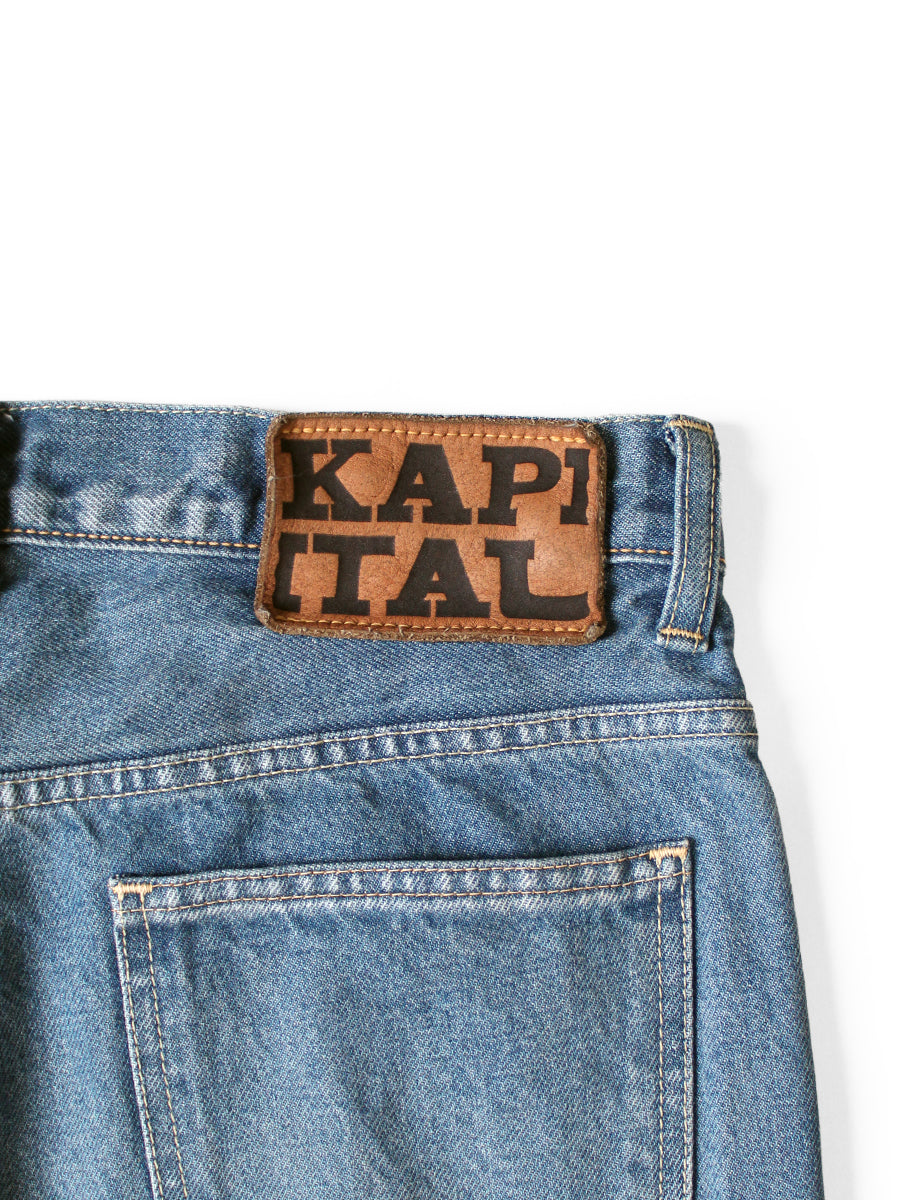 Kapital 14oz Denim 5P Apron-Skouser Flared Pants (Processed)