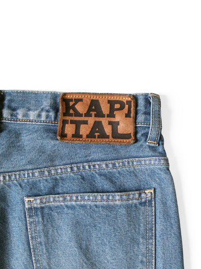 Kapital 14oz Denim 5P Apron-Skouser Flared Pants (Processed)