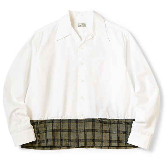 Kapital Ox x Wool Check Dog-Bite Open-Collar Shirt