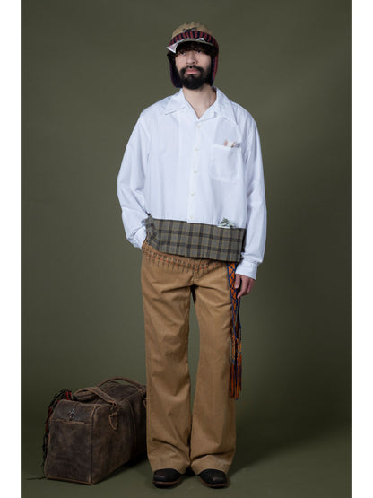 Kapital Ox x Wool Check Dog-Bite Open-Collar Shirt