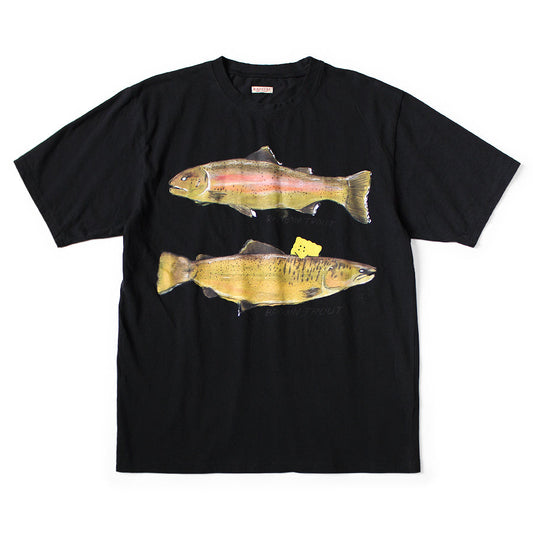 Kapital Jersey Crew T Shirt (2 Trout Peckish Rainbowy Print)