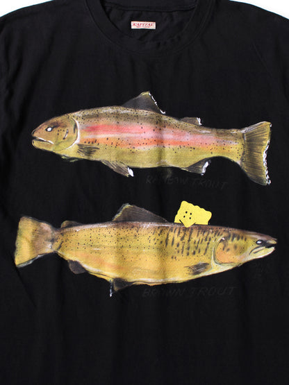 Kapital Jersey Crew T Shirt (2 Trout Peckish Rainbowy Print)