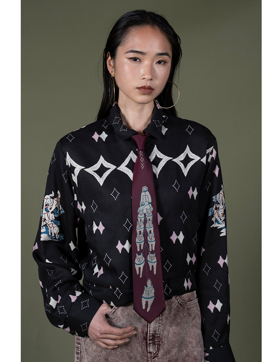 Kapital Silk Twill Dog-Team Neck Tie