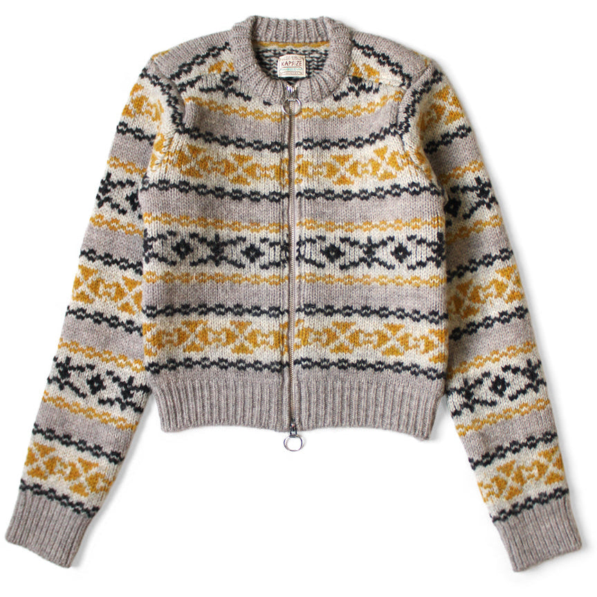 Kapital 3G Wool Yellowknife Fair Isle Zip Short Cardigan